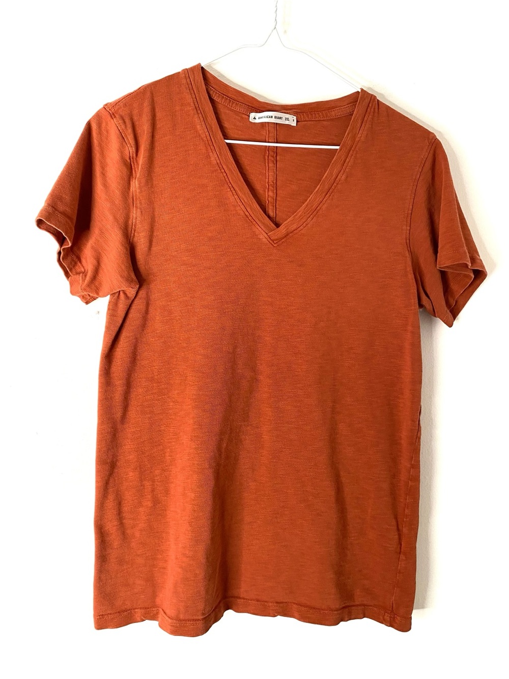 American Giant Burnt Orange Supima Cotton V Neck Tee 100% Cotton Premium T Shirt